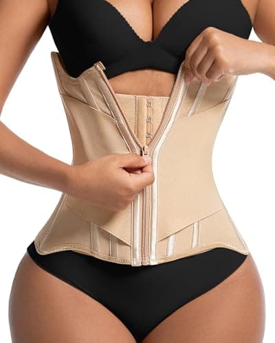 Waist Trainers for Women for Daily Wear, Faja Body Shaper Corset with Tummy Control for Workouts, Postpartum Recovery, and Yoga Sessions — Breathable and Supportive Apricot - Image 1