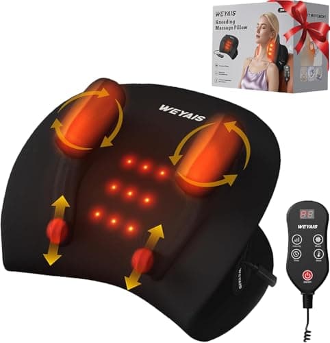 weyais Neck Massager Pillow, Neck and Shoulder Relaxer with Heat, 3 Modes and Strengths, Neck Massager for Pain Relief Deep Tissue, Remote Control, Gift for Women Men Parents Christmas,Black - Image 1