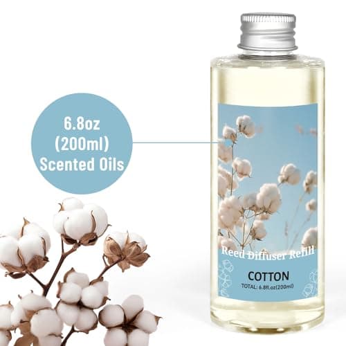 STRN Reed Diffuser Oil Refill, Pure Cotton Scented, 200ml Long-Lasting Aromatherapy, Home Fragrance for Living Room, Bedroom, Spa - Thumbnail 2