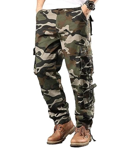 BAYAMO Mens Camo Cargo Pants Military Fatigue BDU Pant Hunting Combat Work Hiking Casual Pants with 8 Pockets (Camo Khaki,34) - Image 1