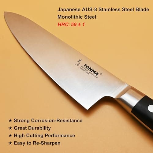 TONMA Japanese Chef Knife MADE IN JAPAN 8.2 inch Full Tang Traditional Handcrafted Stainless Steel Kitchen Knife, Professional Classic Gyuto for Gift Giving, Razor-Sharp & Highly Durable - Thumbnail 2