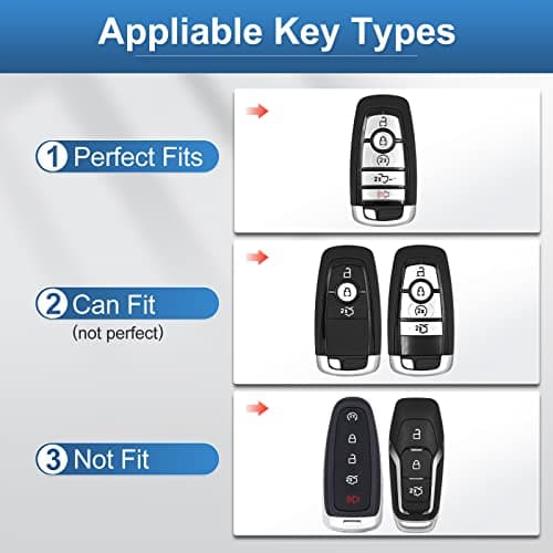 RUABIBAN for Ford Key Fob Cover, Key Case Protection Shell Compatible with F Edge Escape Expedition Explorer Fusion Mustang Ranger F-150 F-250 Smart Key - Thumbnail 2