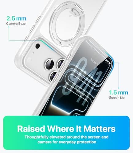 XUXSO for iPhone 17 Pro Max Case, Compatible with MagSafe, Slim Shockproof Military-Grade Rugged Protective Case with Stand, Camera Control, Comfort Grip (B-White, iPhone 17 Pro Max) - Thumbnail 6