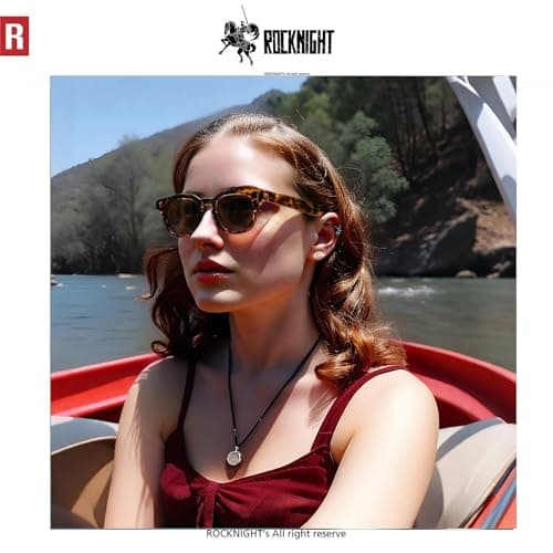 ROCKNIGHT Polarized Sunglasses for Men UV Protection Retro High End Acetate Square Tortoise Sunglasses Women Brown Flat Lens Beach Driving Hiking - Thumbnail 2