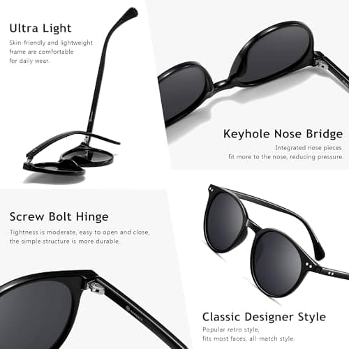 SUNGAIT Women's Classic Vintage Round Polarized Sunglasses Retro Style UV400 SGT167-LHH - Thumbnail 3