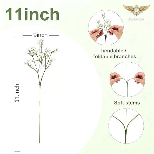 Karlstruyn 100Pcs Baby's Breath Artificial Flowers, White Real Touch Gypsophila Fake Flowers Bulk for Wedding Bouquet, Home Table Centerpieces, Bridal Shower, Party Garden Decor - Thumbnail 5