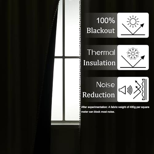 LIMON HOME Cream Linen Textured Curtains for Bedroom Solid 100% Blackout Thermal Insulated Natural Beige Grommet Room Darkening Curtains & Drapes Luxury Decor for Living Room 52 x 63 Inch Long - Thumbnail 3