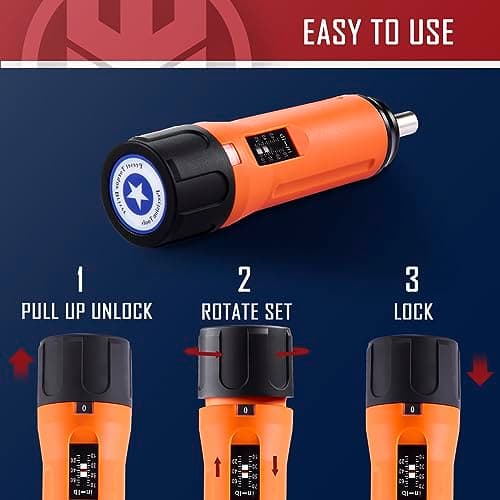 KNINE OUTDOORS Torque Screwdriver Wrench Driver Set 10-70 Inch Pounds lbs for Maintenance with T-bar Handle, 40 Hex Bits, 1/4" Socket, Shaft Extension, For Tools, Bike Repairing and Mounting (Orange) - Thumbnail 3