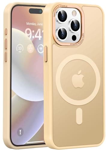 Newfuture Magnetic for iPhone 15 Pro Case [Compatible with Magsafe] [Military Grade Drop Protection] Translucent Matte Anti-Fingerprint Shockproof Phone Case for iPhone 15 Pro 6.1 inch, Creamy Yellow - Image 1