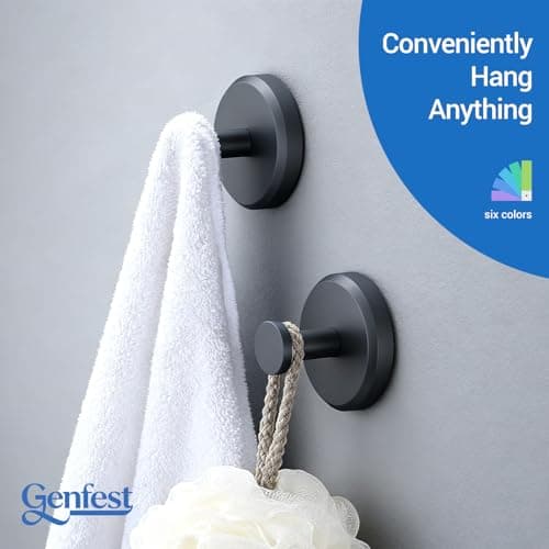 Genfest 2026 Suction Cup Hooks for Hanging, Shower, No-Drill Removable Heavy Duty Suction Cup Hooks for Towel, Shower, Home Storage, Window, Hanging, Bathroom, Kitchen, Glass Door - 3, Matte Black - Thumbnail 5