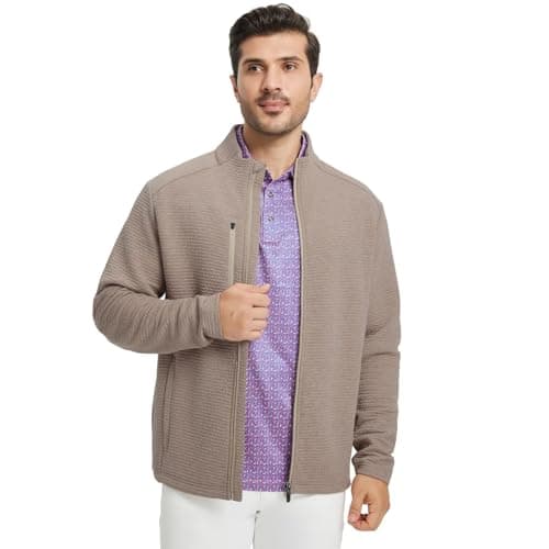 M MAELREG Mens Casual Jacket Performance Stand Collar Long Sleeve Sweater Insulated Jacket Texture Warm Winter Coat - Thumbnail 2