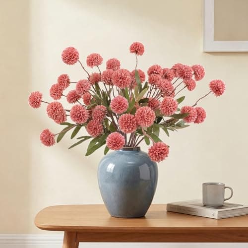 MERRI GLOW 6Pcs Spring Flowers Artificial Fake Flowers Bulbs Silk Faux Chrysanthemums Flores for Indoor Outdoor DIY Bouquets Wedding Centerpieces Home Decoration