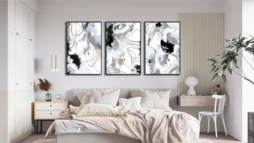 ASDCEUTICALS Large Framed Wall Art - Natural Framed Abstract Canvas Pictures for Living Room Modern Canvas Prints for Bedroom, Black Float Framed Art for Home Office Kitchen Decor 24" X 36" X 3pcs - Thumbnail 4