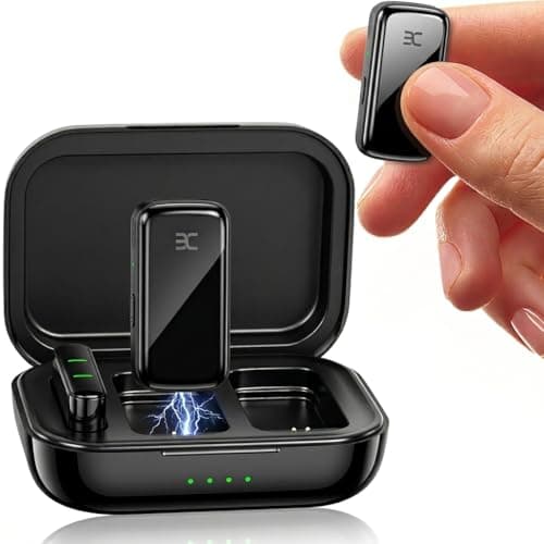EX Wireless Lavalier Microphone System, Dual Clip-On Mics + Charging Case, 164ft Range Plug-and-Play for iPhone/Android, Advanced Noise Reduction, 48H Runtime-Video Recording, TikTok, YouTube, Black