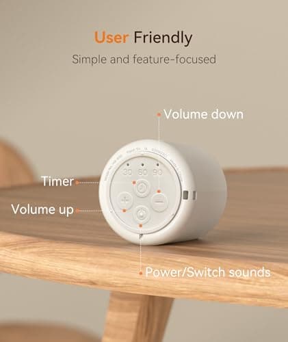 Dreamegg Portable White Noise Machine, 1000mAh Battery, Travel Sleep, Cream - Thumbnail 6