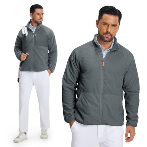 M MAELREG Reversible Fleece Lined Jacket Men Zip Up Warm Golf Jackets Fall Winter Casual Insulated Coats Clothes - Thumbnail 4