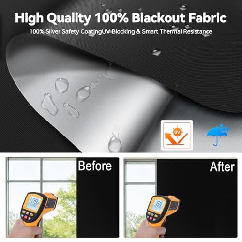 Hezbjiti Blackout Shades for Indoor Windows, Portable Blackout Curtains No Drilling or Tools, UV Protection, Temporary Window Roller Shades for Home, Office, Bedroom, Door (54" W*72" H, Black) - Thumbnail 2