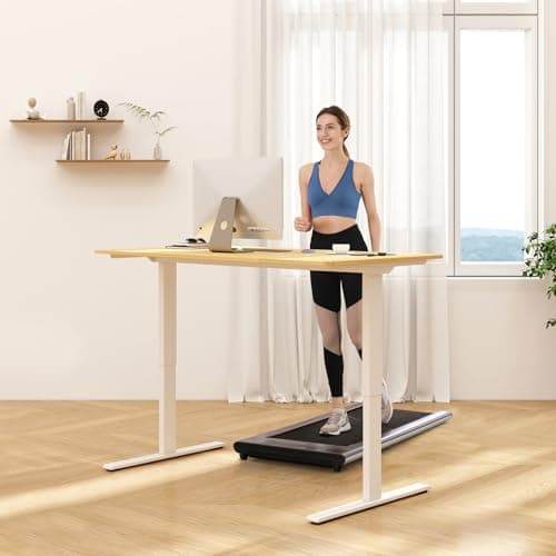 FLEXISPOT 63x24 Inch Electric Height Adjustable Standing Desk for Home & Office, Splice Board Desk for Computer Workstation, Study, or Creative Setup, Maple - Thumbnail 2