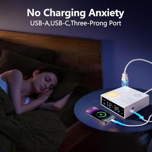 White Noise Sound Machine with Dual Alarm Clock - Soft Night Light 41 Non Looping Sounds USB Port Charger 3 Timers Memory Function 31 Adjustable Volume Sleep Sound Machine for Adult & Home Bedroom - Thumbnail 3