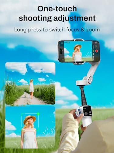 AOCHUAN Gimbal Stabilizer for iPhone & Android, 3-Axis Phone Gimbal with OLED Screen, 7.8" Extendable Rod, Face & Gesture Tracking, Ideal for Vlogging, Travel & Video Recording-Smart V8 White - Thumbnail 6