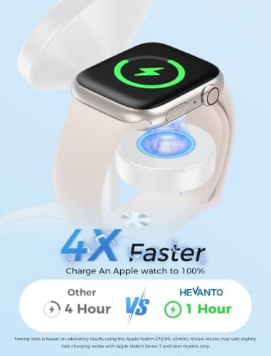 Hevanto 2026 3 in 1 Wireless Charging Station for Apple MagSafe Charger, 15W Fast Mag-Safe Charger Stand for iPhone 17 16 15 14 13 12 17e Apple Watch AirPods Compatible with MagSafe, White - Thumbnail 3