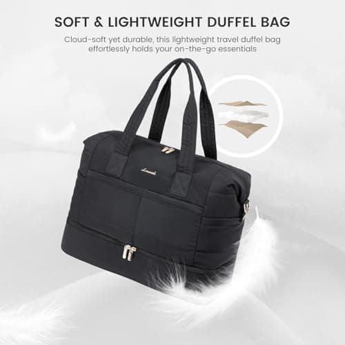 LOVEVOOK Travel Duffle Bag - Puffer Weekender Bags For Women with Shoe Compartment,50L Carry On Overnight Duffel Bags For Airplanes,Hospital Bag for Labor and Delivery,2Pcs - Thumbnail 5