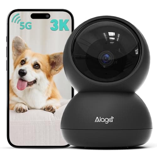 Alaga Indoor Security Camera,3K, 360° Pan/Tilt, Human/Pet/Motion AI, Night Vision, Speaker, Indoor Camera with Phone App, Compatible with Alexa & Google Assistant,5G & 2.4G WiFi,Black - Image 1