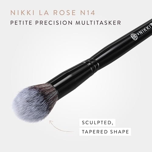 BK BEAUTY - NIKKI LA ROSE N14 PETITE PRECISION CONCEALER BRUSH - Multi-Tasking Tapered Makeup Brush for Under-Eye, Concealer, Powder, & Small Areas - Thumbnail 4