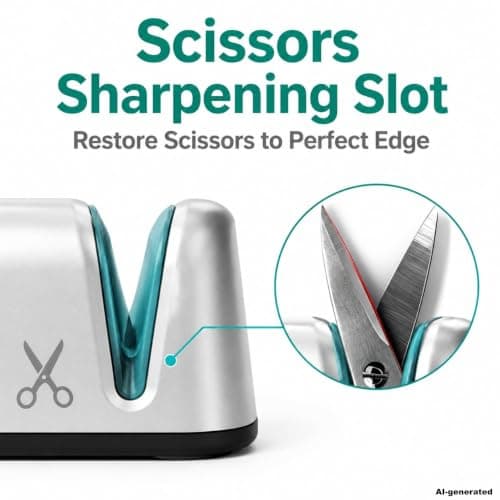 4-in-1 Electric Knife Sharpener, Professional 2-Stage Diamond Sharpening System for Straight/Serrated Knives, Scissors & Polishing Rod, Kitchen Blade Sharpener - Thumbnail 6