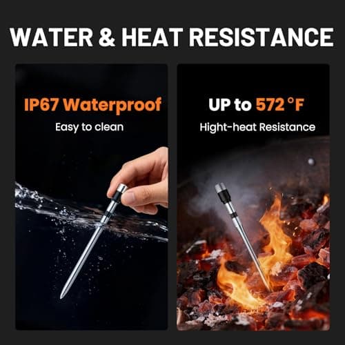 Smart Bluetooth Wireless Meat Thermometer, Real-Time Monitoring Control Digital Thermometer with Smart App, Meat Probe IP67 Waterproof High Accuracy Perfect for BBQ, Oven, Grill & Smoker - Thumbnail 5