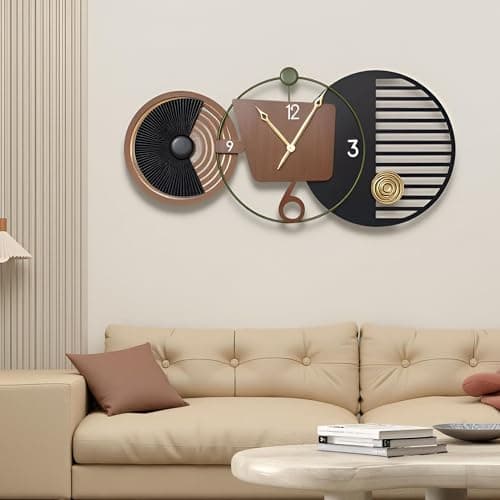 Tiuposr 41x20 Inch Modern Wall Clocks, Large Round Decorative Clock, Silent Non-Ticking Battery Operated Timepiece for Living Room, Bedroom, Office, Entryway - Thumbnail 5
