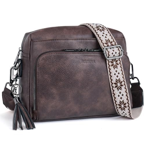 POIUGOYA Crossbody Purses for Women Trendy,Vegan Leather Medium Crossbody Bag,Women's Crossbody Travel Purse Built in Wallet - Image 1