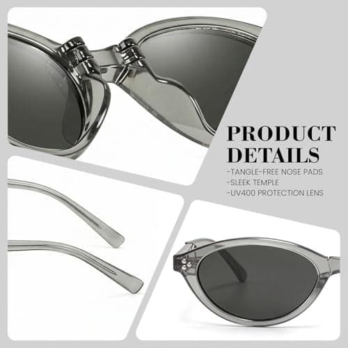 SODQW Foldable Vintage Oval Sunglasses for Women – UV400 Protection, Easy Storage for Travel, Beach & Everyday Wear - Thumbnail 3