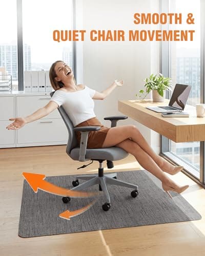 Carvapet Office Chair Mat for Hardwood Floor, 36x48 Inch Heavy Duty Floor Protector, Non Slip Desk Chair Mat for Rolling Computer Gaming Chairs, Easy to Clean Dark Grey - Thumbnail 5