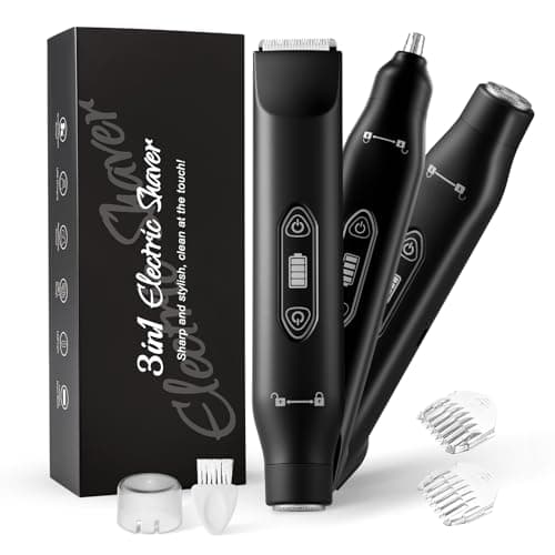 Body Hair Trimmer for Men，3 in 1 Electric Razor with Ceramic Blades, IPX7 Waterproof, USB Rechargeable, Painless Hair Removal for Face，Body，Groin, Travel Grooming Kit - Image 1
