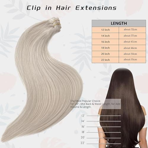 Clip in Hair Extension 70g Straight Hair 14Inch,OiMiGO Human Hair Extensions White 5pcs Clip Ins Hair Extension 10A Unprocessed Remy Hair Extensions with Clips(14 Inch, ice white) - Thumbnail 6