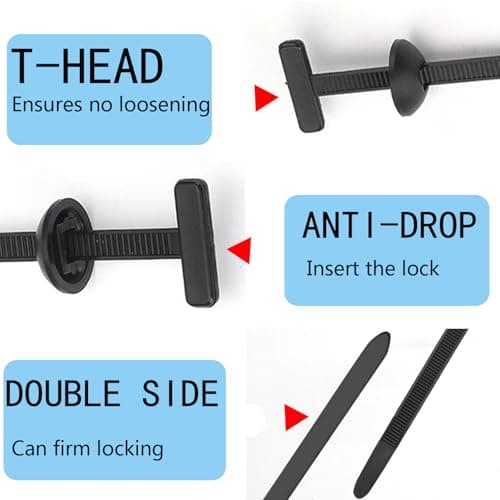 100PCS Upgraded Universal Cable Tie Buckle Dual-Side Insert Self-Locking Nylon Cable Zip Ties with Pin & Button Plastic Heavy-Duty Zip Tie UV Resistant Automotive Zipper Clips for Cars Daily Fixing - Thumbnail 6
