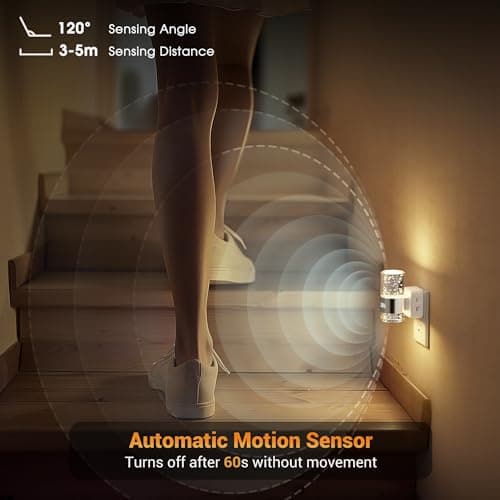 JandCase Motion Sensor Night Light, Dimmable Night Lights Plug Into Wall, 3000k Soft White Night-Lights with 0-100Lm Adjustable Brightness, Acrylic Plug in Nightlight for Bedroom Bathroom Decor - Thumbnail 4