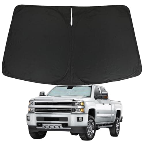 ROCCS Foldable Windshield Sun Shade fit for GMC Sierra 1500 2500 HD 3500 HD 2014-2018, Front Window GMC Sierra Sunshade Sun Visor Cover Blocks UV Rays Keep Your Car Cooler