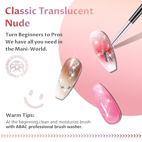 ABAC Solid Jelly Gel Polish Set-24 Colors Hema Free w/Dual Brush - Transparent Neutral Nude Pink & Nude Rich Red Brown Shades,Sheer Long-Lasting Gel Polish Kit(Salon-Quality & Hypoallergenic) - Thumbnail 4