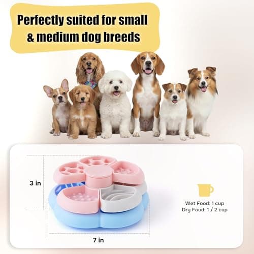 ZOMISIA Slow Feeder Dog Bowl 3 Levels - Non-Slip Puzzle Enrichment Toy for Small Medium Breeds, Reduces Boredom and Anxiety, Colorful, BPA-Free - Thumbnail 5