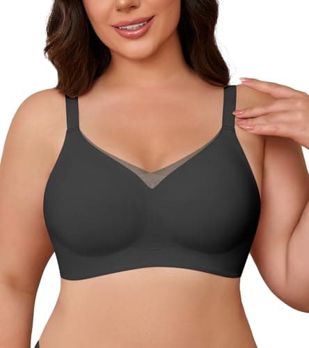 DEANGELMON Wireless Bras for Women Mesh V Comfortable Bralette Supportive Full Coverage Tshirt Everyday Bra Black 3X-Large - Image 1