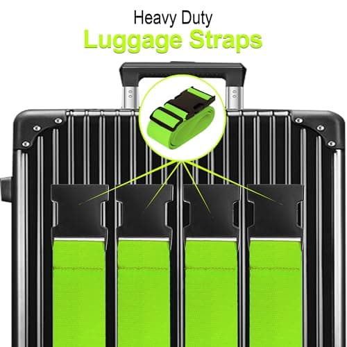 Luggage Straps for Suitcases TSA Approved Travel Belt 4 Pack by Chelmon (Green) - Thumbnail 3