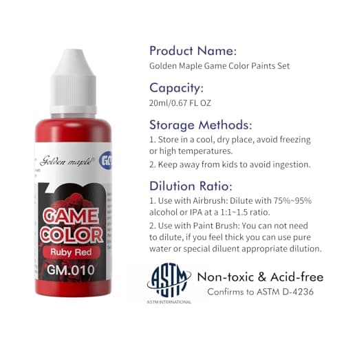 Miniature Paints Set - 16pcs 20ml Miniature Paints Set, with 1 Kolinsky Brush, Acrylic Model Paint Set for Fantasy and Wargame Figures - Thumbnail 2