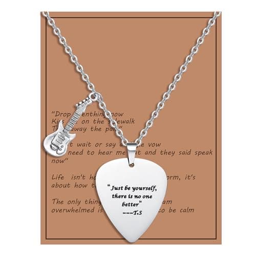COTATI Quotes Guitar Pick Necklace Outfits Jewelry Accessories Inspired Fans Gift Merch (Just be yourself, there is no one better) - Image 1