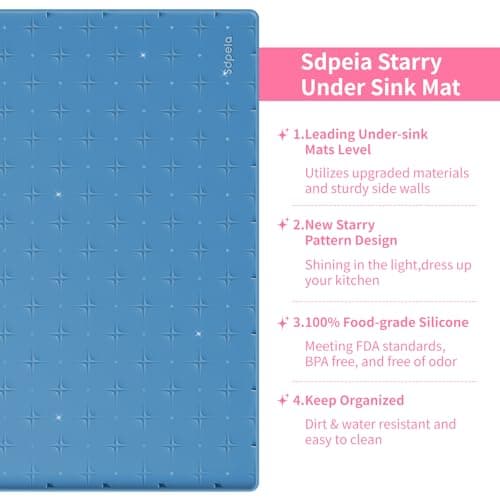 Sdpeia Under Sink Mat 22"×14" Waterproof Silicone Cabinet Liner & Sink Protector for Kitchen & Bathroom, Multi-Purpose Organizers Tray for Pets, Laundry, Cat Litter Mat - Thumbnail 3
