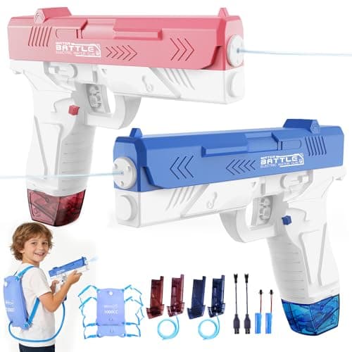 GPPNKC Electric Water Guns for Kids and Adults - Automatic Power Water Pistol with 1000ml Large & 25-33FT Long Range Squirt Guns for Pool Beach Party Outdoor Summer Toys Gift for Boys Girls (2 Pack) - Image 1