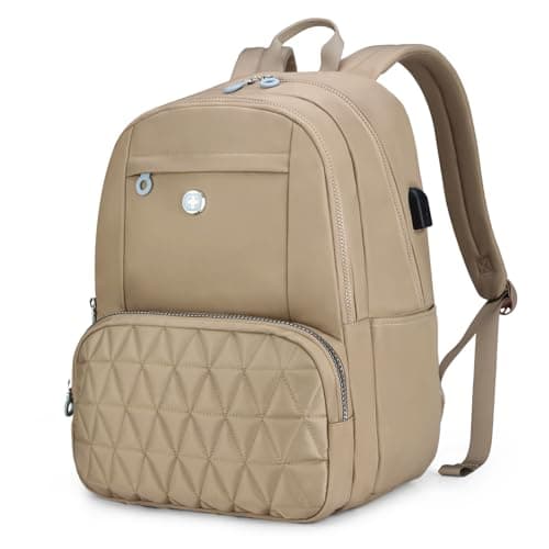 Swissdigital Design Backpack for Women, 15.6 inch Laptop College Khaki Medium Simple Modern Backpacks for School with USB Charging Port for Womens Girls | SD1711-75 - Image 1