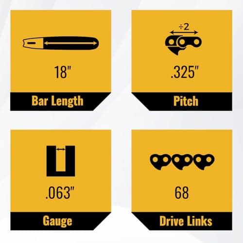 3 Pack 18 Inch Semi-Chisel Chainsaw Chain, .325" Pitch .063" Gauge 68 Drive Links Replacement Saw Chain Fit for STIHL Husqvarna Craftsman - Thumbnail 2