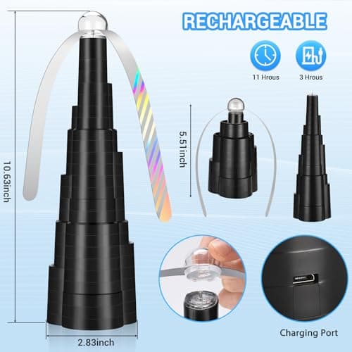 LEOFI Fly Fans for Tables, Bug Fans, Food Fan,Tabletop Fan Rechargeable Soft Holographic Blades for Picnic, Party, Outdoor&Indoor Dining,4pack - Thumbnail 6